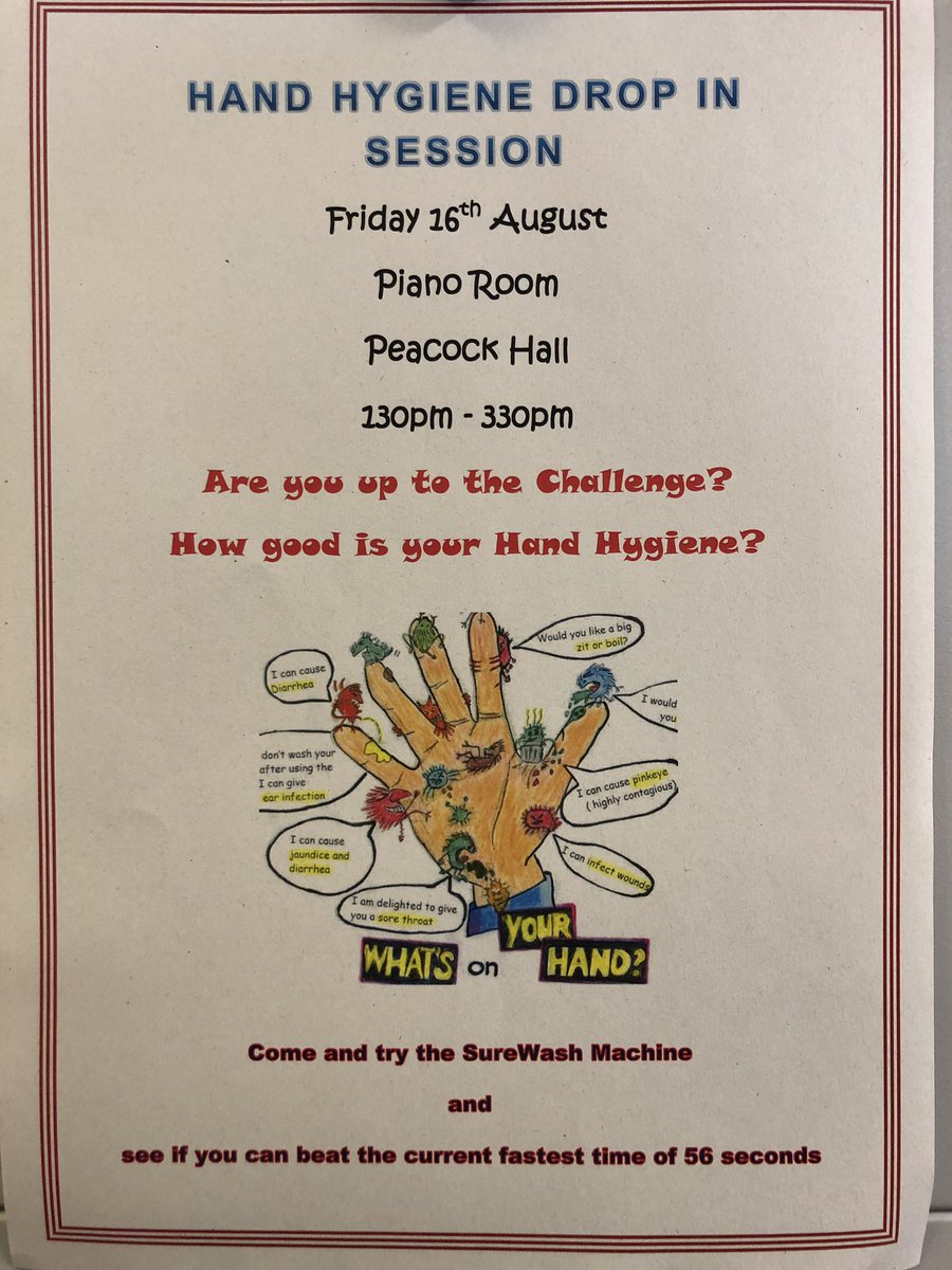 Come & try the Surewash challenge tomorrow at the Hand Hygiene Drop in session. All NuTH staff welcome @ParejaCebrian @dralirobb @mnarayanam32 @muchaelstephens @RVIPainTeam @Nuthclinicaled1 @NuthPracticeEd @poppy_hound