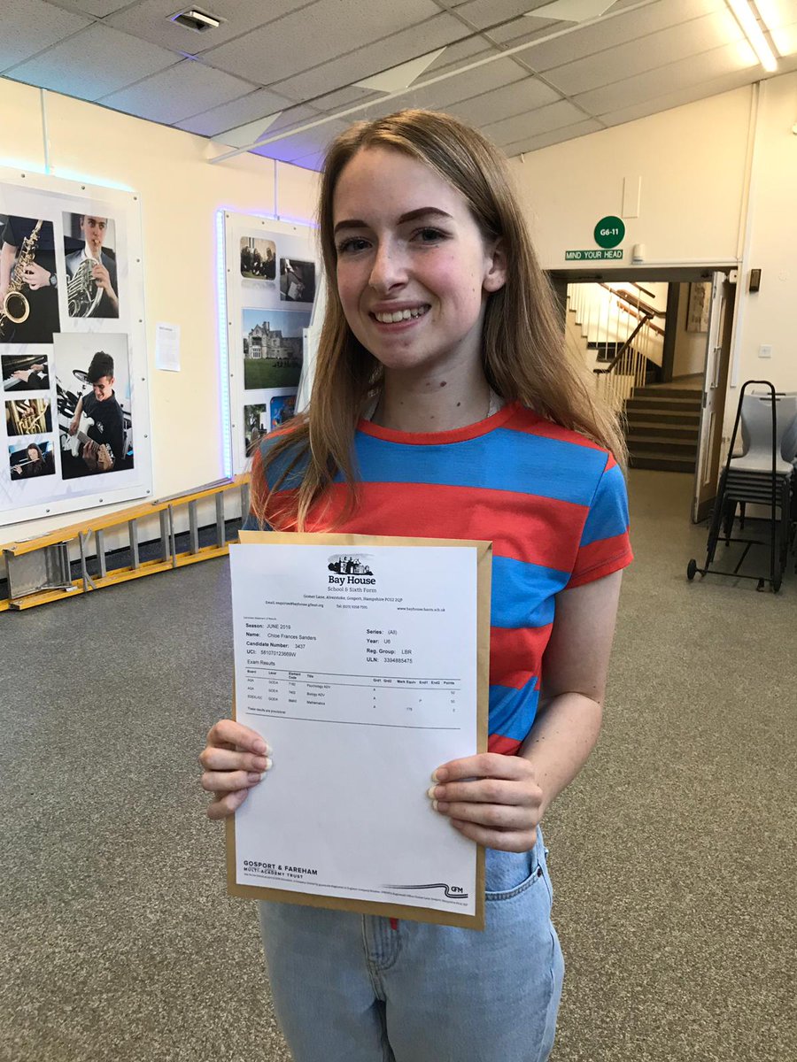 Chloe Sanders achieved three A's in biology, psychology and maths and is off to <a href="/KingsCollegeLon/">King's College London</a> to study psychology. Well done Chloe! #alevels #Resultsday2019