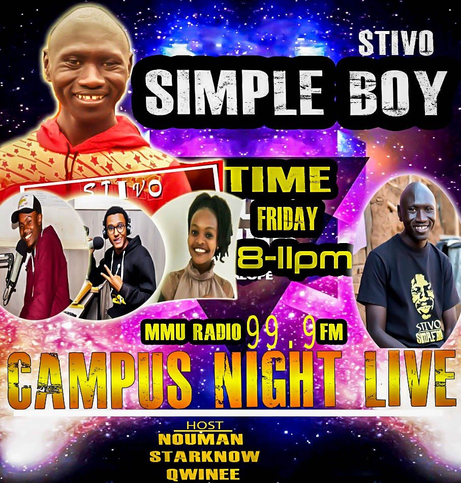 night_campus's tweet photo. Don't Miss tonight only on MMU radio station 99.9fm
Listen campus Night live only on MMU radio @stivoSimpleBoy
https://t.co/Y0RqyY6b7z https://t.co/yWpulLizlB