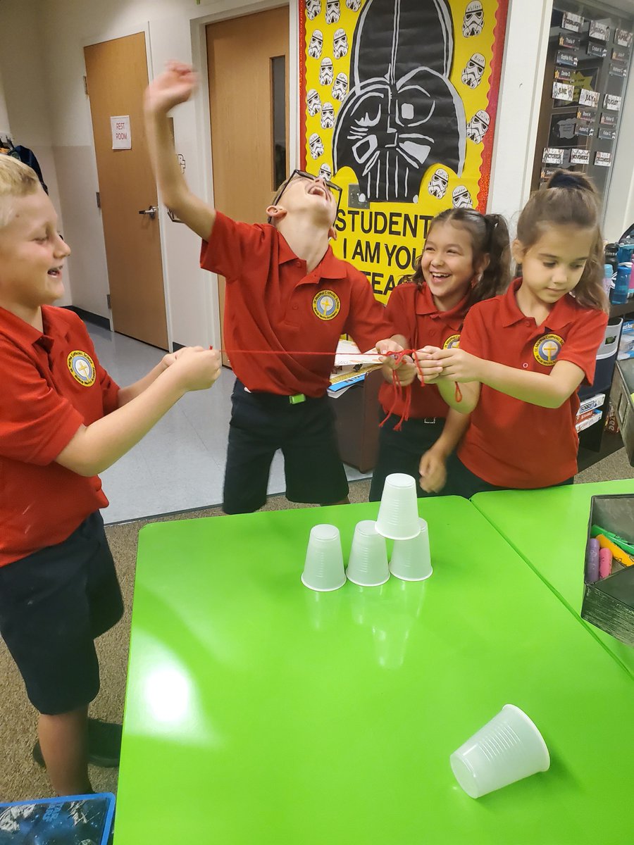 StMarthaCS's tweet photo. 3rd Graders are starting the School Year strong! This afternoon they used teamwork and strategy skills to build cup pyramids. They were very excited when their plans were successful! #ExcellenceInKnowledge #STREAM https://t.co/xFxXdZBjO2