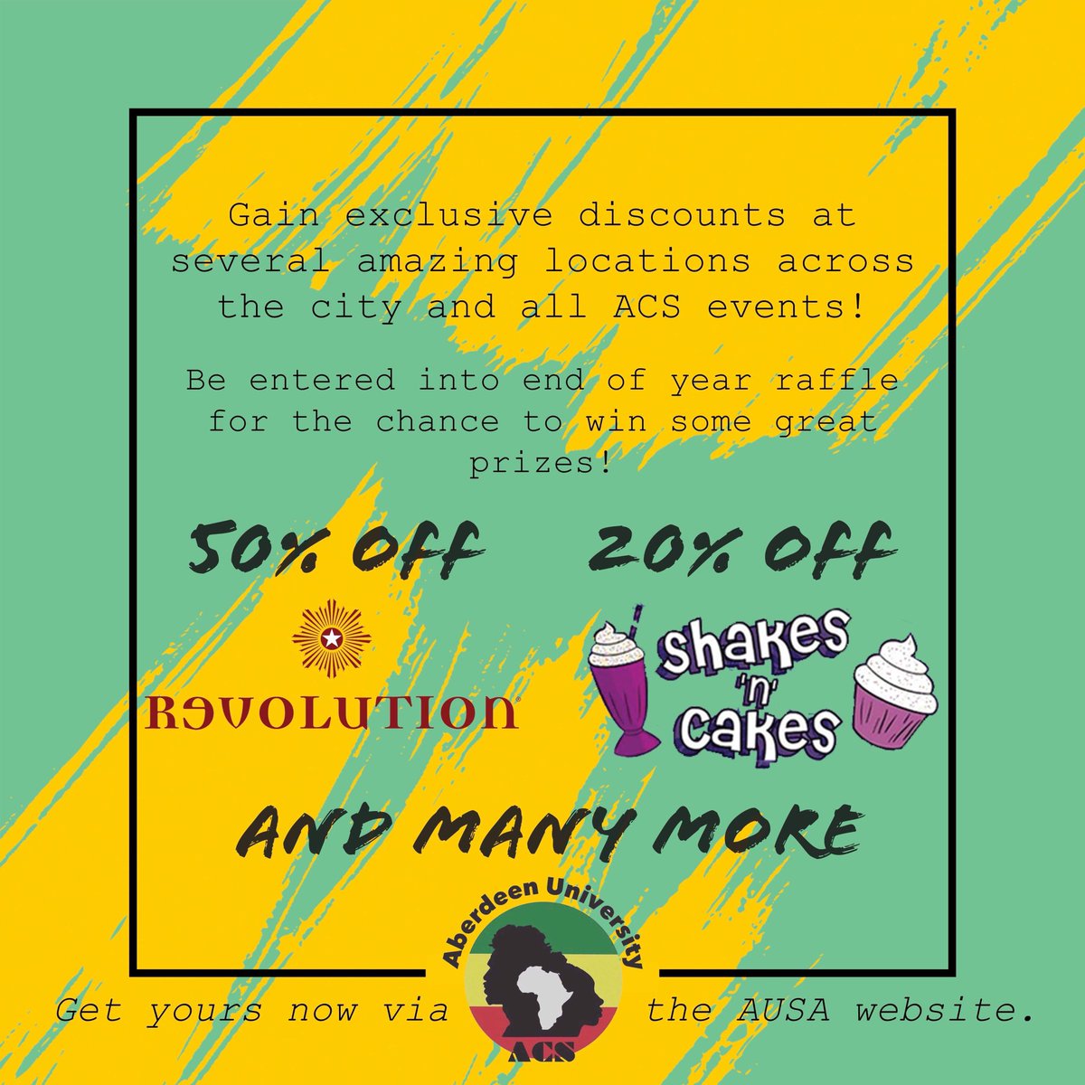 Don’t hesitate if you want to join our amazingly diverse family; ACS memberships are for anybody, whether you are a student or not. ACS welcomes all; whether you’re looking to gain new experiences and relationships, or just to make use of the amazing discounts on offer!