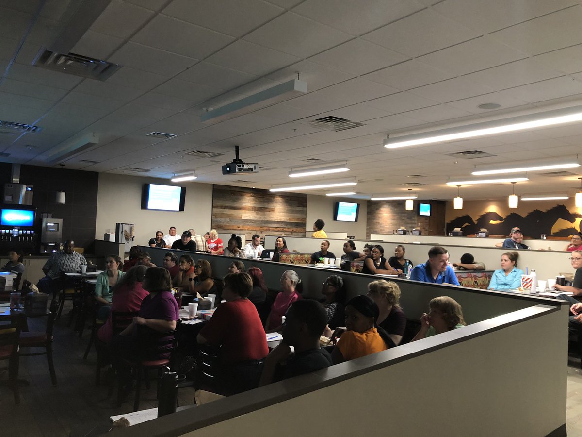 MustangsDining's tweet photo. We had a great turn out at our employee orientation! Many returning and new employees joining our team! We are excited and ready-to kick off the semester! #Fall2019 #MSUDining https://t.co/v2hHfLsnOZ