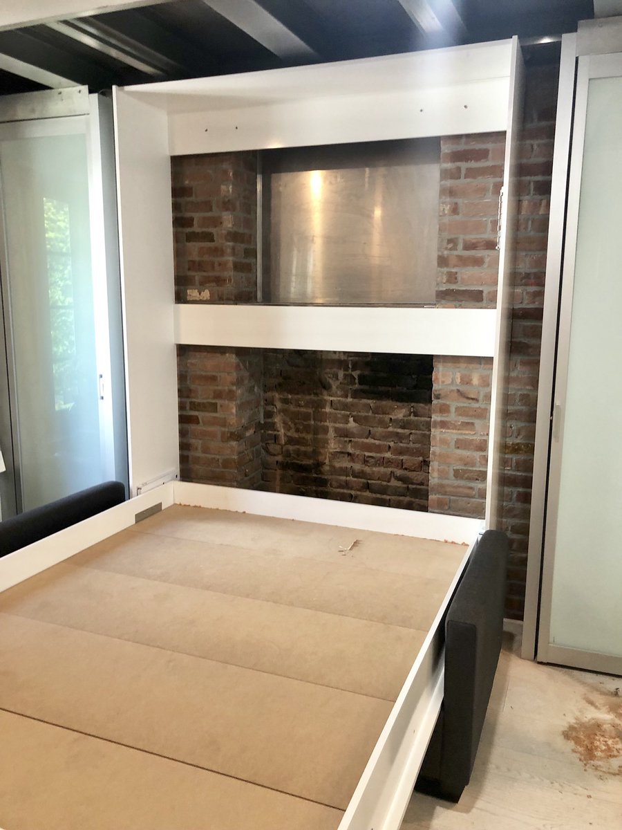 MurphybedsBroR1's tweet photo. Joe’s Manhattan studio is transformed thanks to a custom queen size Murphy sofa! The “Gloss White” Murphy bed & dark grey sofa are a sharp color combination! #Murphysofa #custom16indeep #anotherstudiotransformed #nobodydoesitbetter https://t.co/ABdv4TLrHV