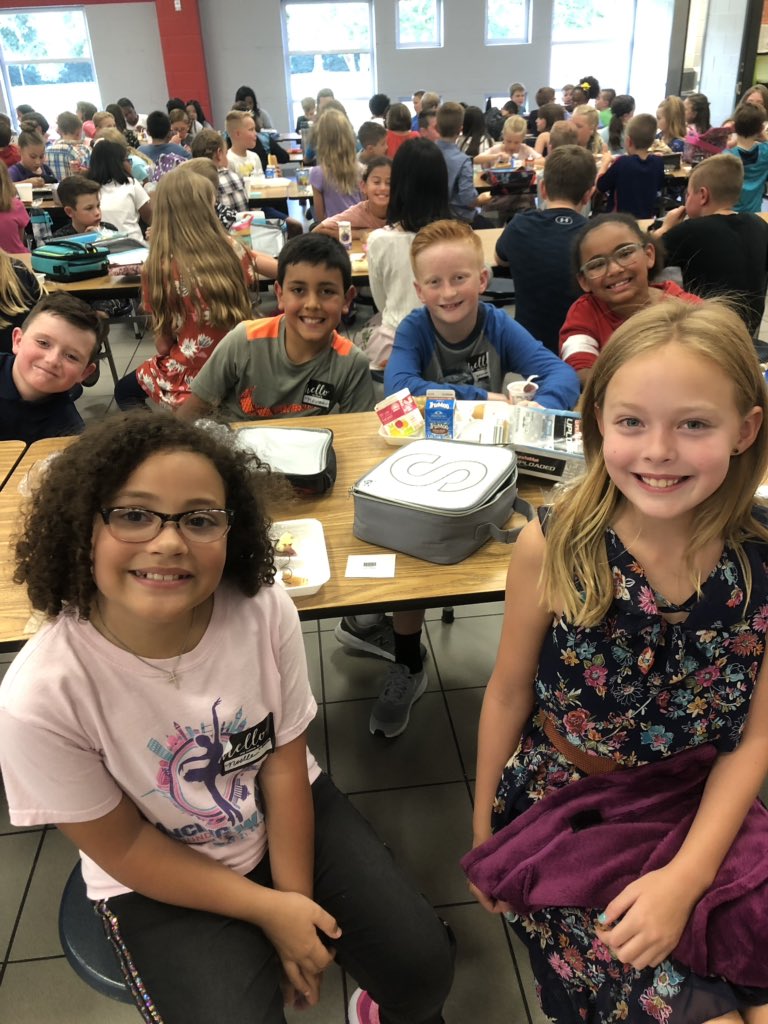Our very first lunch as 4th Graders and we are all smiles!!! #bearshine