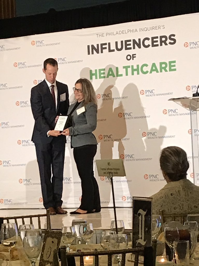 PennMedNews's tweet photo. Nicole O’Donnell, certified recovery specialist, accepts her award for Excellence in Patient Care. As a CRS, Nicole helps patients struggling with #opioid #addiction. #inquirerevents https://t.co/mRmJlbB1nZ