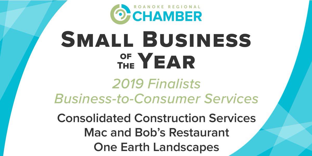 RoanokeChamber's tweet photo. Happy #FinalistFriday! We received more than 50 nominations this year in the Business-to-Consumer Services category. Congrats to @ConConstSvces, @MacandBobs and One Earth Landscapes for being selected as finalists! See you all at #SmallBusinessAwards! https://t.co/WK24Lo7TkZ https://t.co/ofhR38mCz4