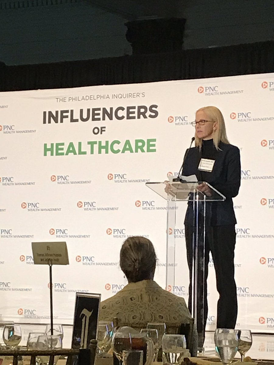 PennMedNews's tweet photo. Recognized for her efforts to bring mobile telemedicine to Philadelphia health clinics, @carriekovarik accepts her award for Excellence in Volunteerism &amp; calls on the next generation to be diligent in transparency with patients and pushing forward patient care. #inquirerevents https://t.co/Urw1rMd6Tl