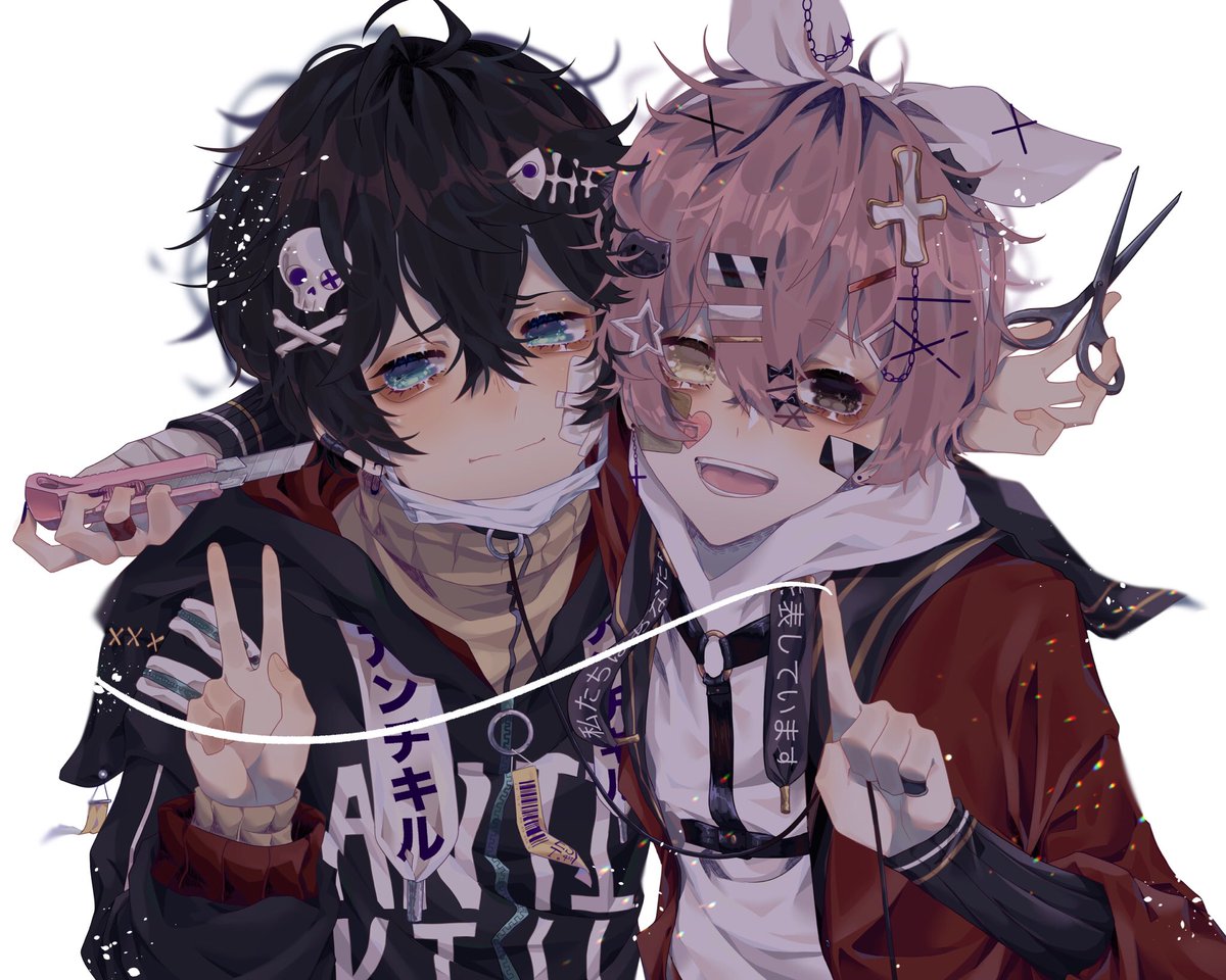 𝔅𝔢𝔫𝔢𝔳𝔬𝔩𝔢𝔫𝔱 
Oc Zack (right) and currently unnamed (left) and shitpost hhh
#illust #illustration #drawing #art #oc #scissors #boxcuter 