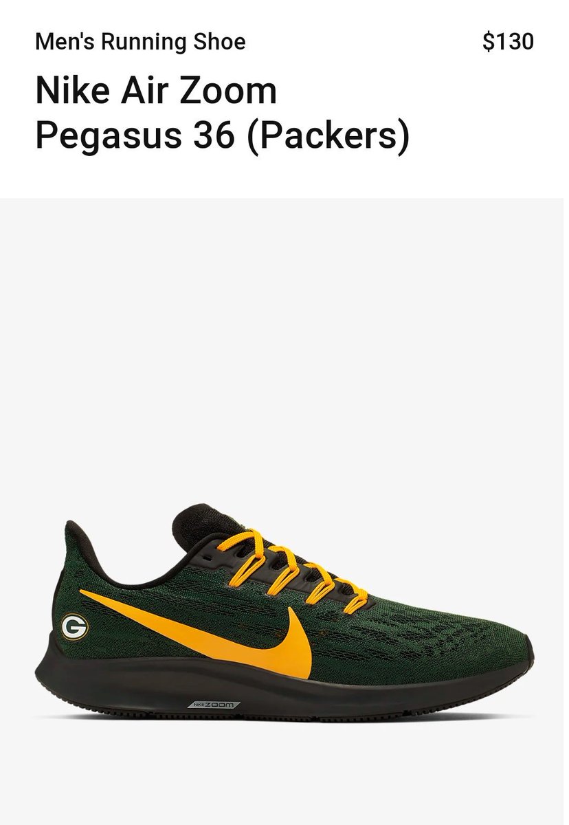 lrshoy's tweet photo. Running shoe and NFL team of choice. #needit Women's please. @Nike @packers https://t.co/hcW8NfxmU0