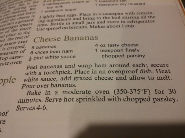 ABananaStand's tweet image. At the #CommunityBananaStand, we've never really wondered how cheese tastes on bananas... Fortunately for those of you with an adventurous culinary taste, this recipe from the 70's has just what you need. Thats right, Cheese Bananas! mashable.com/2016/04/11/che…
