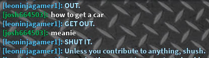 rblxchattxt's tweet photo. here have this vip user being an assclown because someone asked him how to spawn a car https://t.co/kpWxf0l4Mi