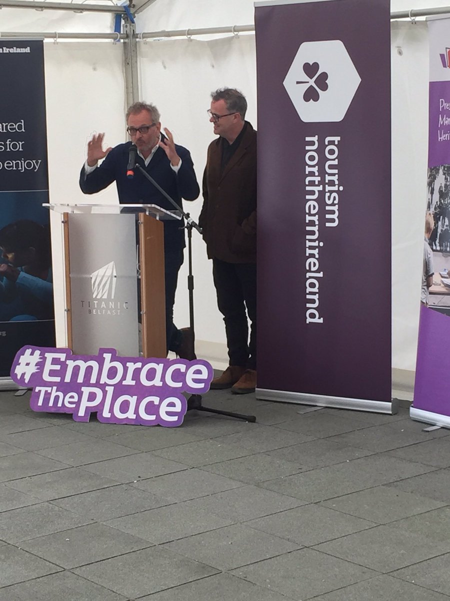 John McElduff & Brian Irivine @dumbworldltd bring their world class creativity to the shipping containers @TitanicBelfast to reflect the ever changing nature of Belfast through music & lyrics inspired by conversations with the people of this place #embracetheplace