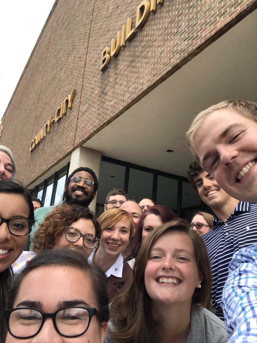 CityofSouthBend's tweet photo. The Department of Innovation knows the right way to do #CityHallSelfie Day at the County City Building! https://t.co/fKbQgKEmgI