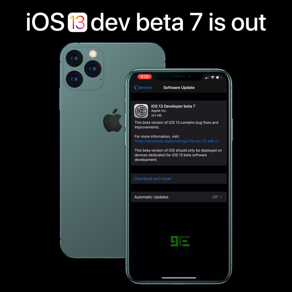 9techeleven's tweet photo. Apple released #iOS13DevBeta7
#watchOS6 #iPadOS13 #tvOS beta 7 are out as well.
Soon with more details on what’s new.
#apple #iOS13beta7 #iOS13 #news https://t.co/Ga08MuXOer