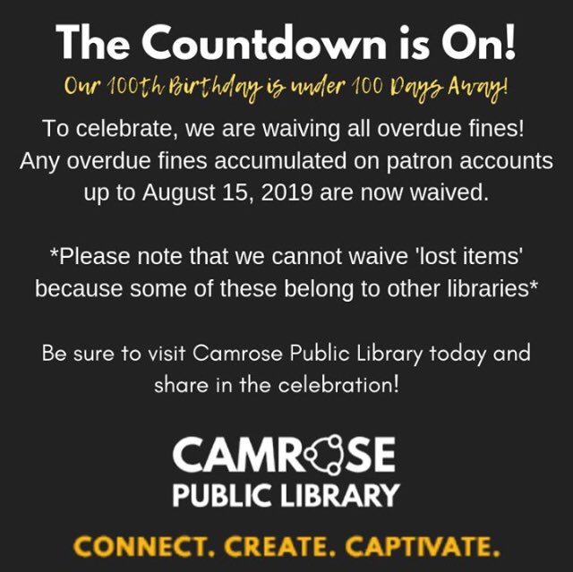 CamroseLibrary's tweet image. We have some exciting news to share! #CPL100th #CenturyofCPL #loveoflibraries