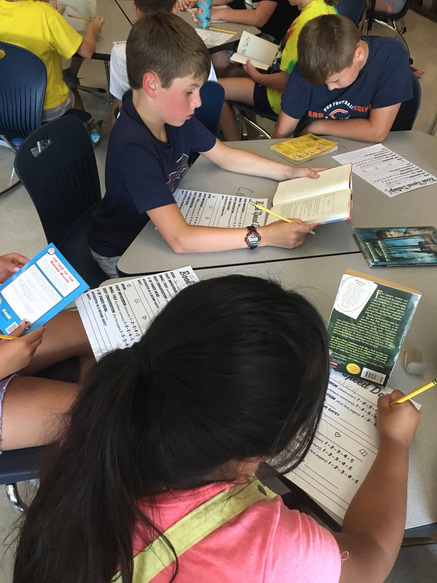 Mrsablund's tweet photo. #FirstDayOfSchool2019 book speed dating... never too early to find a good book.. “even in math class??” Even in math class! #mtbos @swoctm1 @ncte @NCTM @WilsonElem @FHSchools #readwritemath #booklove https://t.co/IvbUkblIne