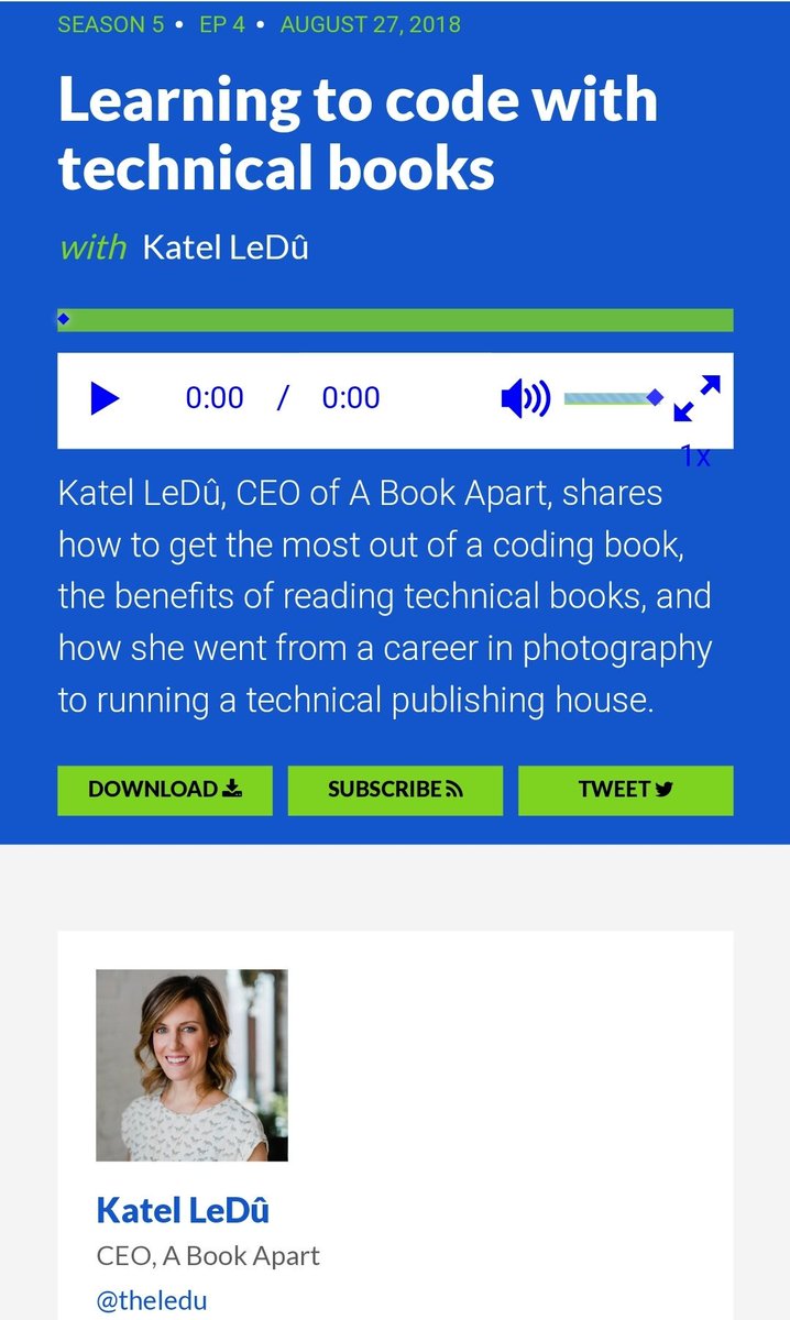 thecodecaddie's tweet photo. Listening to @CodeNewbies Season 5 Episode 4: Learning to code with technical books. with @theledu
#TheCodeCaddie
#CodeNewbie
https://t.co/j9oVlr7w8x https://t.co/BLZf8SvkzT