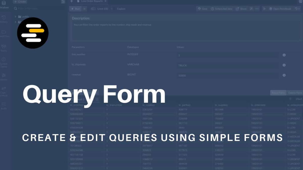 getdatarow's tweet photo. Introducing Query Form -  Now everyone can create their own queries only by filling in a simple form. Learn more at https://t.co/n1jD73MhH3 #amazonredshift https://t.co/SvqMLR5Nh2