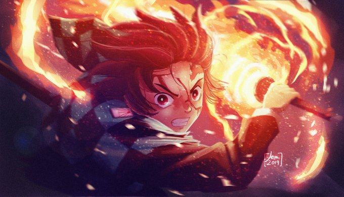 Alessia TrunfioさんがTwitterに投稿した竈門炭治郎(鬼滅の刃)のイラスト。
