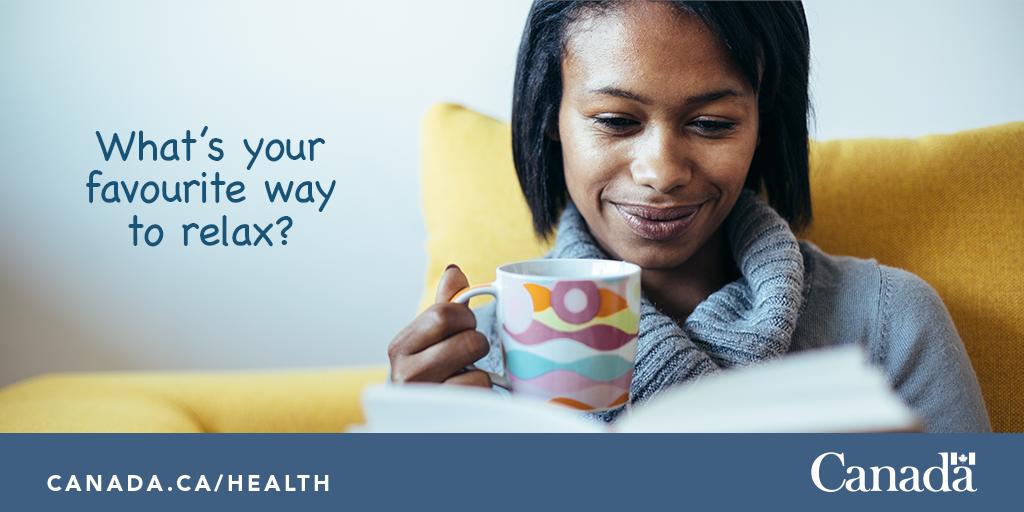 GovCanHealth's tweet photo. It's #RelaxationDay! Spend time in the shade, read a book, or do some yoga! As long as you just R E L A X. #mentalhealth https://t.co/qqZukyDyoW