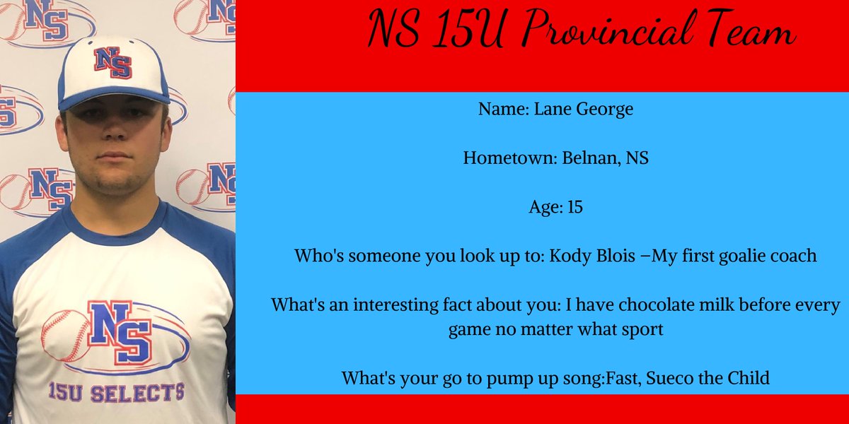 baseball_ns's tweet photo. It's #featureday 😃
Today's feature is Lane from our 15U Provincial team 👋😄 https://t.co/IGeLYaqVbm
