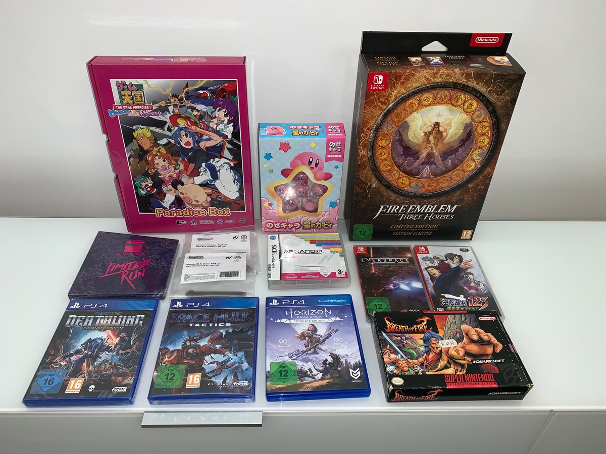 DracoAstris's tweet photo. Mey #gets in july. 😊
#gets #pickups #mailday #playload #NintendoSwitch #SwitchCorps #PS4 #SNES #NintendoDS #Kirby #FireEm
#FireEmblem #SpaceHulk #HorizonZeroDawn #BreathOfFire #EverSpace #AceAttorney #LimitedEdition https://t.co/14e9LaZv7i