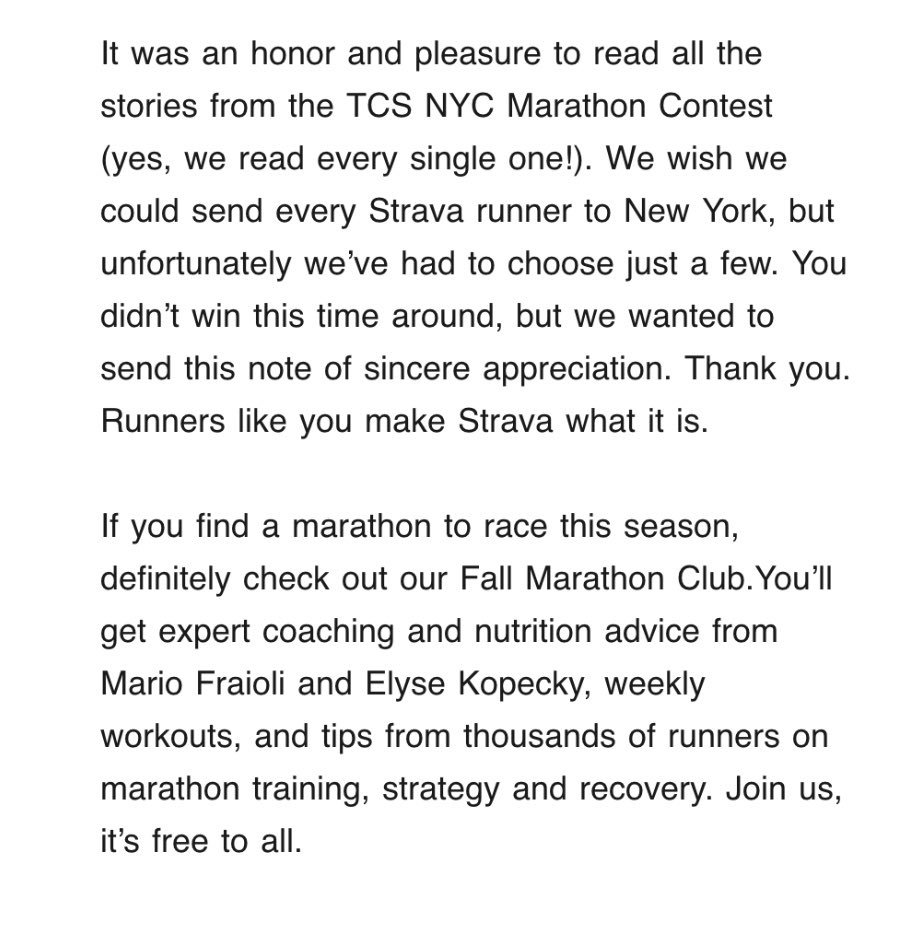 Fooln_Forty's tweet photo. It was worth a shot! Can’t wait to follow the stories of the lucky winners of the #strava #nycmarathon contest

@Strava @nycmarathon #strava #tcsnycmarathon #26point2 https://t.co/5MO1Zg2CjY