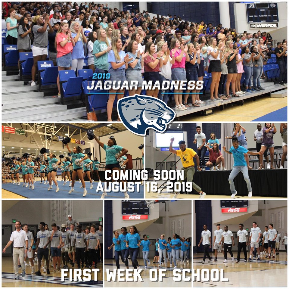 AugustaJags's tweet photo. THIS FRIDAY! @AugustaJags hosts #JaguarMadness in #ChristenberryFieldhouse to promote our 13 NCAA sports! FREE FOOD, ENTERTAINMENT, GAMES, PRIZES, &amp; MORE! https://t.co/v2I30pIiKF https://t.co/Z5vJRJml4s