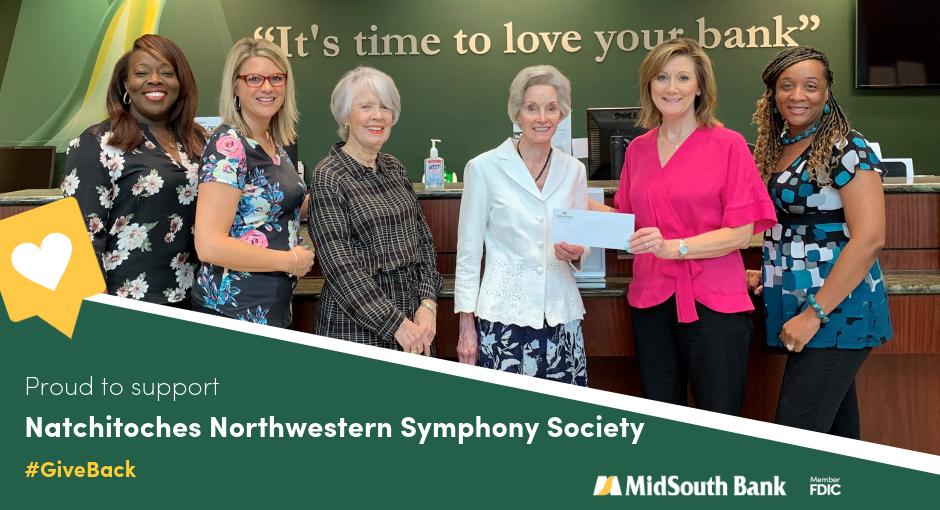 We're excited to once again sponsor the Natchitoches Northwestern Symphony. The Society uses the money to provide scholarships to string students at NSU. Pictured are LaCarsha Babers, Melissa Collier, Diane Temple, Pat Thomas, Rhonda Jones, &amp; Tanikka Goston.