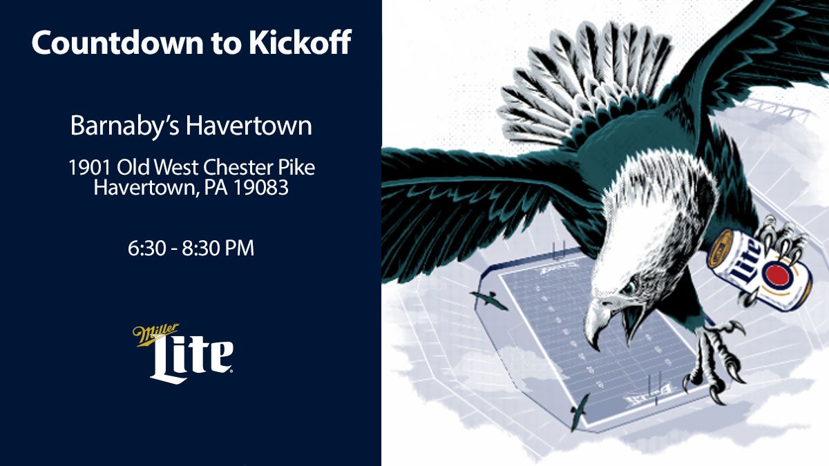 Join the #Eagles and <a href="/MillerLite/">Miller Lite</a> tonight to help us count down to kickoff. The season is just around the corner!