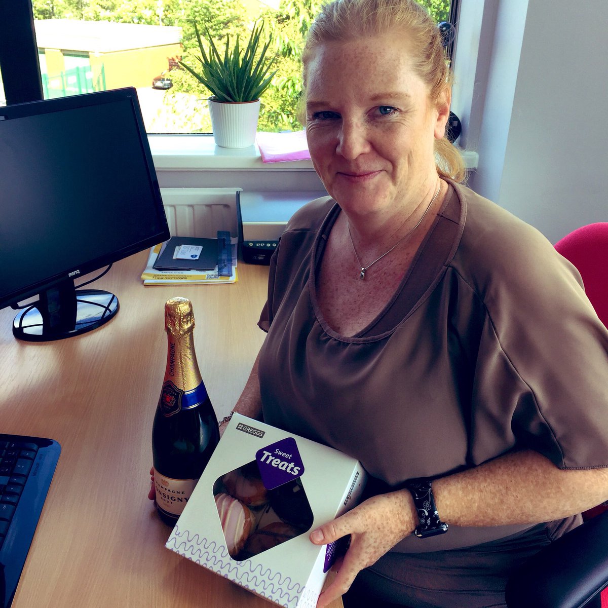 Michelle <a href="/janshy/">Michelle Hefferon</a> got her buns out today at the NIVO office to celebrate 11 years on the job #noexpensespared #workanniversary