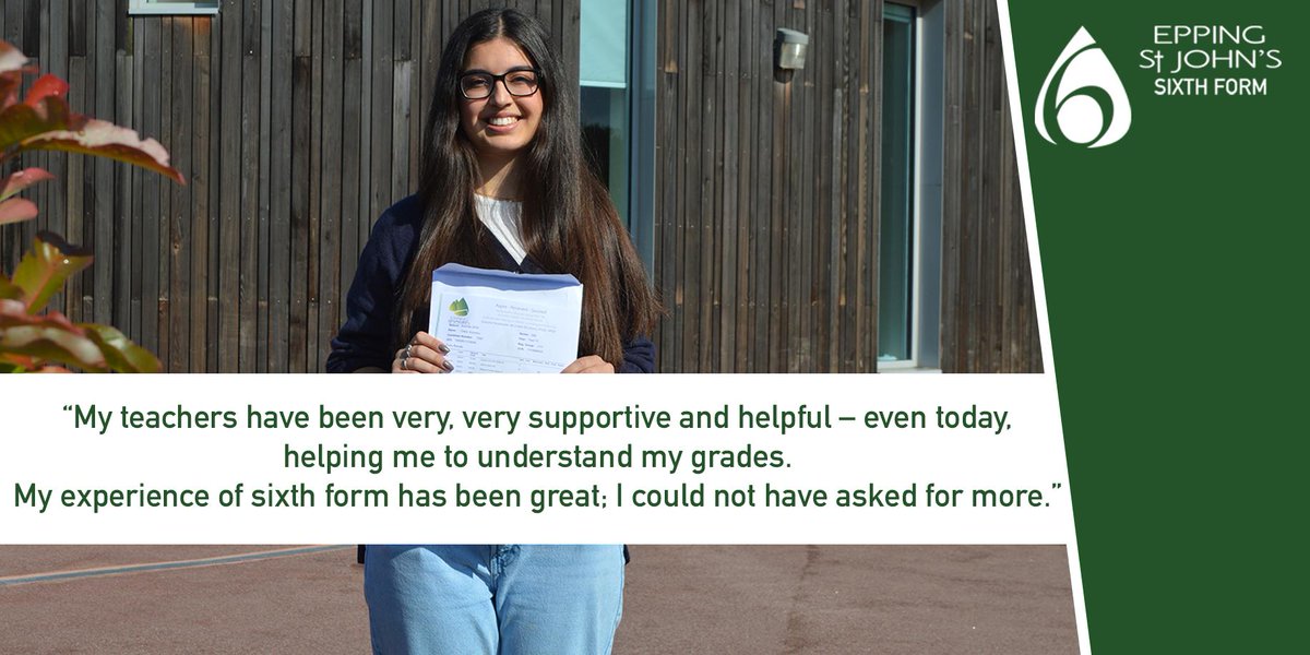 “My teachers have been very, very supportive and helpful – even today, helping me to understand my grades.
My experience of sixth form has been great; I could not have asked for more.” Good luck Chloe, who is off to study at <a href="/SussexUni/">University of Sussex</a>  - eppingstjohnsschool.org/65/news/articl… <a href="/EppingStJohns/">ESJ</a>