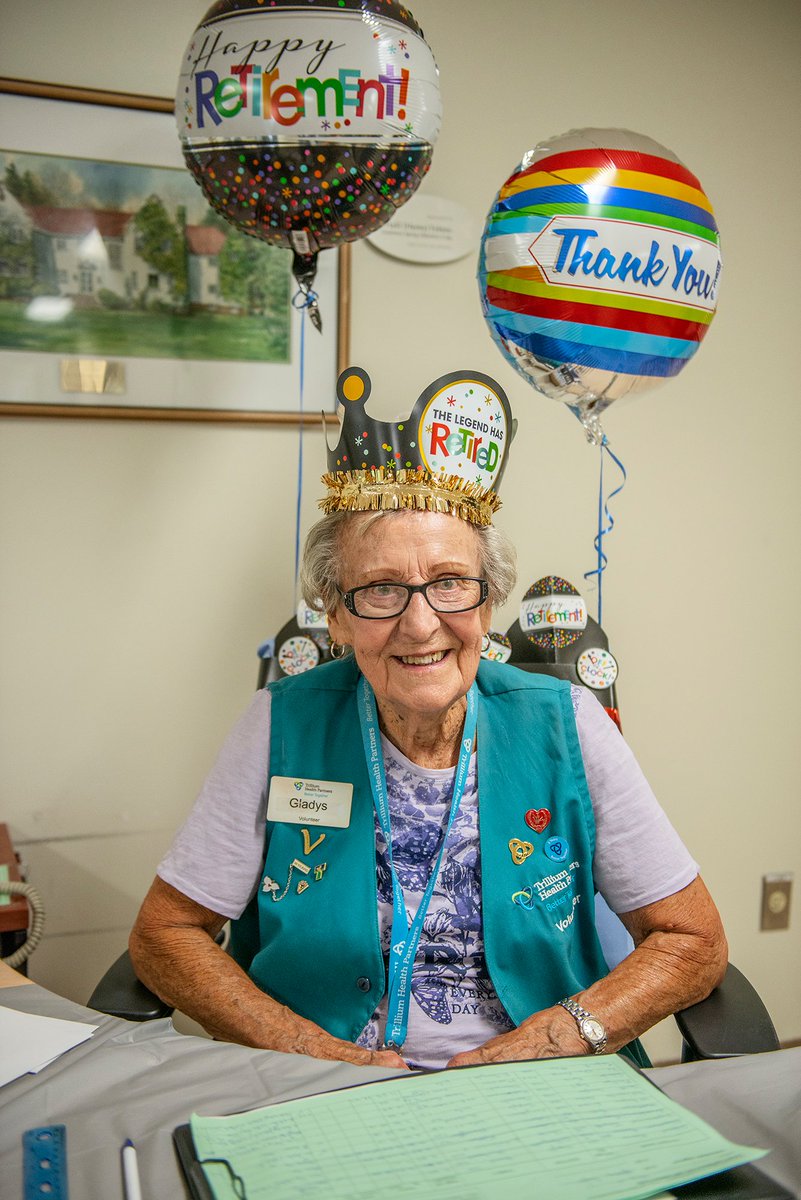 THP_hospital's tweet photo. This week we wished 93-year-old Gladys Taylor well as she worked her final #volunteer shift at THP. Thank you, Gladys, for 33 (!) years of service to your #community. We don't imagine you'll sit still for long, but please enjoy a second go at retirement! 🙏🎉 #BetterTogetherTHP https://t.co/ORIYiMJ1qV