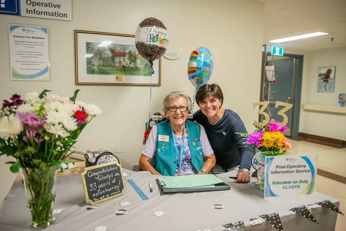 THP_hospital's tweet photo. This week we wished 93-year-old Gladys Taylor well as she worked her final #volunteer shift at THP. Thank you, Gladys, for 33 (!) years of service to your #community. We don't imagine you'll sit still for long, but please enjoy a second go at retirement! 🙏🎉 #BetterTogetherTHP https://t.co/ORIYiMJ1qV