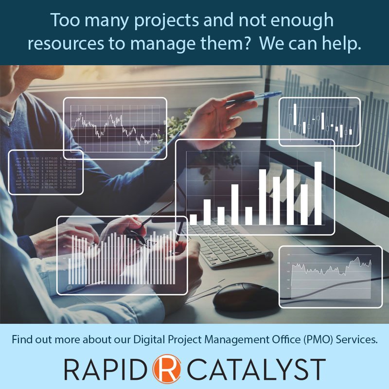 RapidCatalyst's tweet photo. Is your business overloaded with work but not enough people to manage the work flow, budget, deadlines while improving costs and overall performance?  Use Rapid Catalyst #ProjectManagement Office services #PMO. Find out more: https://t.co/vhW88kxCvP https://t.co/QQSPrCMYzC