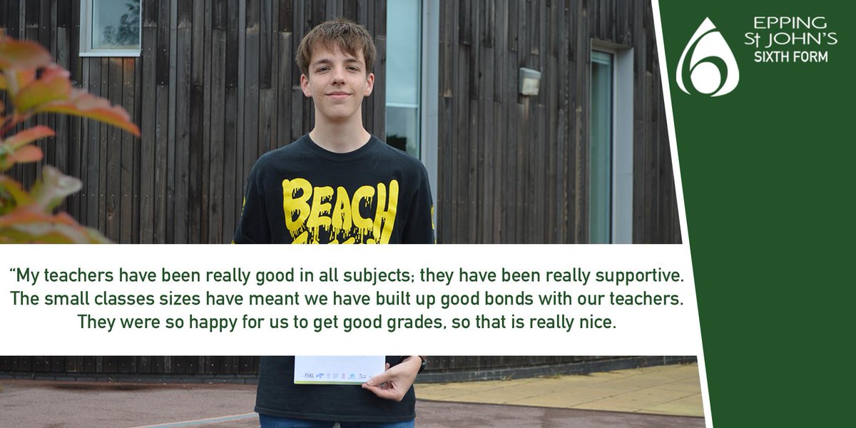 “My teachers have been really good in all subjects; they have been really supportive.
The small classes sizes have meant we have built up good bonds with our teachers." Good luck Will, who is off to study at <a href="/cardiffuni/">Cardiff University</a> - eppingstjohnsschool.org/65/news/articl… <a href="/EppingStJohns/">ESJ</a>