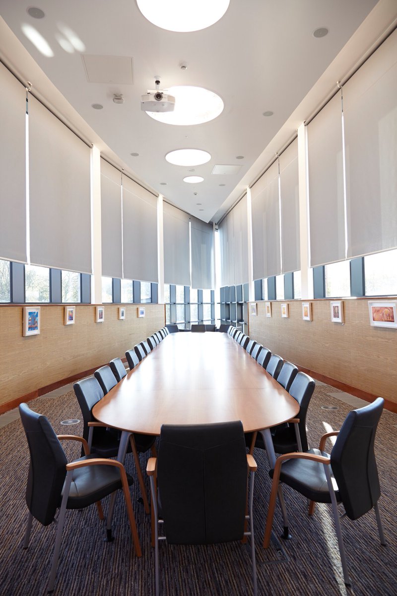 Sometimes we are faced with the most unusual shaped buildings such as Durhum Gateway University. Curved pod windows were specified with Wintergarden Systems and the ‘Sharks Fin’ boardroom was with motorised roller blinds. The canteen was fitted with roller blinds 6m up!