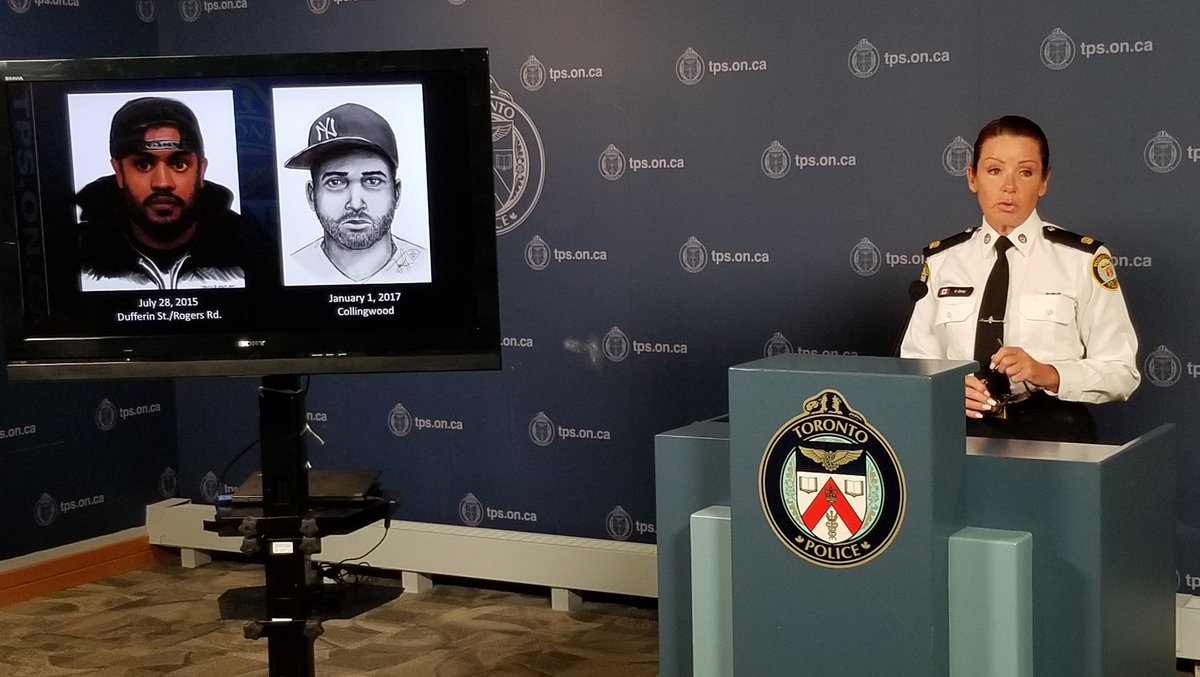 TPSSexCrimes's tweet photo. Toronto Police Supt Pauline Gray asks anyone working in a hospital, clinic, doctor's or optometrist's office or pharmacy on July 16/2019 or later who encountered a man resembling composite sketches with eye injury to call police 416-808-7474 or Crime Stoppers 1-800-222-8477 https://t.co/t1l65E9vqy