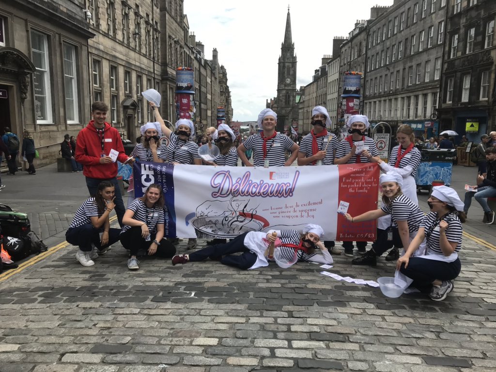 Catch us on the mile before heading to the show at 2.05pm today!! <a href="/edfringe/">Edinburgh Festival Fringe</a> #thespaceuk #frenchchefs #delicieux #edinburgh #makeyourfringe