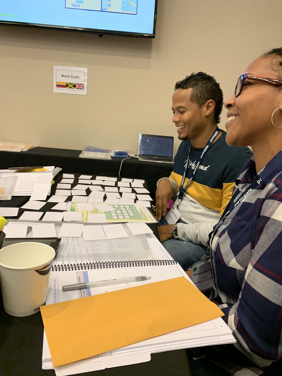 BrandiNosovsky's tweet photo. Global educators and new Participate Learning teachers trying out word study activities and sorts during balanced literacy rotations! #PLorientation19 https://t.co/2MBV4TwWjw
