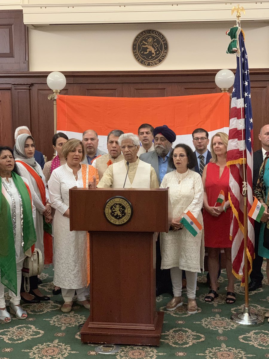 NCComptroller's tweet photo. This morning I had the honor to speak at the India Independence Day Flag Raising Ceremony with Legislator @EllenBirnbaum, Legislator Debra Mulรฉ, @JudiBosworth and @waynewink127. What a spectacular event filled with music and pride ๐ฎ๐ณ๐บ๐ธ #indiaindependenceday #demographicreport https://t.co/HF09xRGYiz
