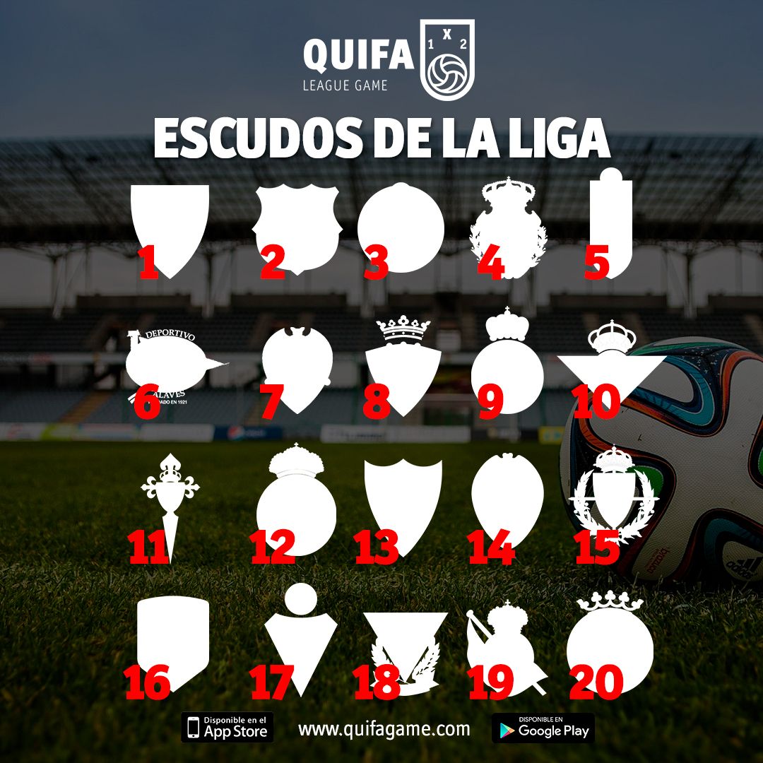 quifagame's tweet photo. ⚽️ Los 20 equipos de Primera empiezan a calentar motores, este fin de semana comienza la LaLiga. Te atreves a adivinar todos los escudos de #futbol de 1ª división.
👍🏻 Cuéntanos, ha sido fácil o te ha costado un poco.
---> Descarga https://t.co/HYo7B8KhzQ
#Quifa #QuifaGame https://t.co/Et5u7qJ1K4