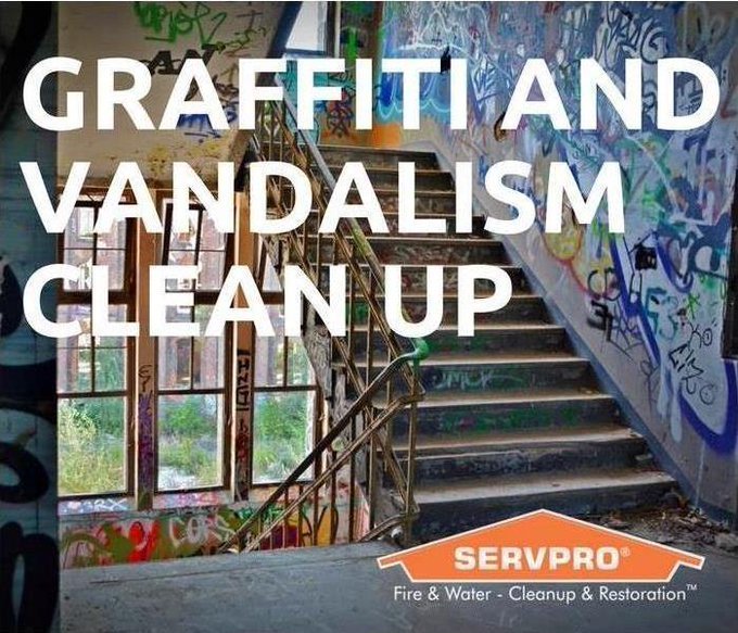 Did you know…SERVPRO will remove signs of vandalism and graffiti from your home and commercial spaces? 
We can clean driveways, walkways, asphalt, metals, wood, glass, plastic, and masonry. If you need our Vandalism and Graffiti Cleanup Services, Call us today at: 8157583900