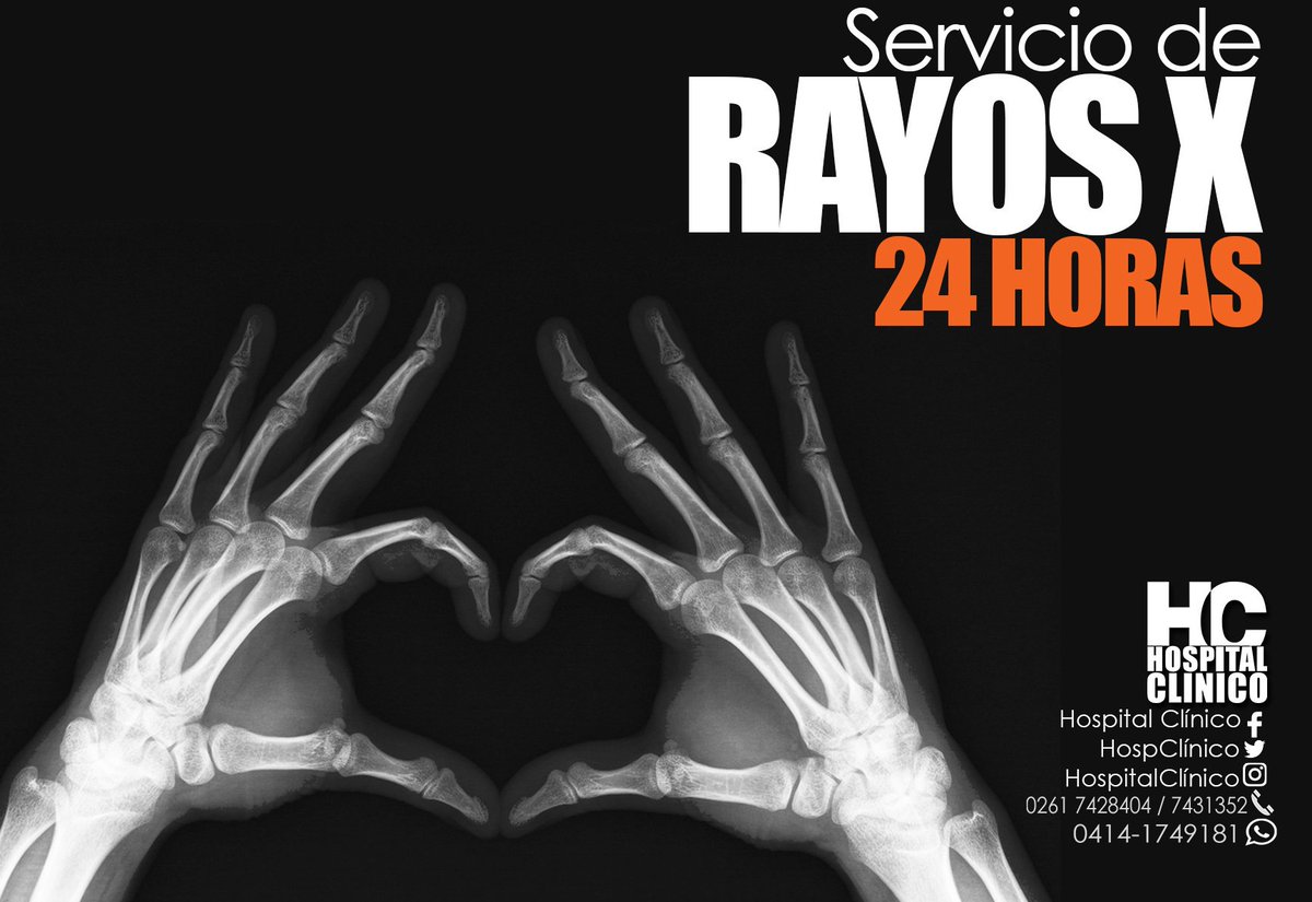 El Hospital Clínico ofrece sus servicios de RAYOS X ahora las 24 HORAS, brindando la calidad y atención especializada con mayor tecnología y experiencia en el occidente del país.

Para mayor información: 0261-742.8404 / 0261-743.1352 
WhatsApp: 0414-174.9181