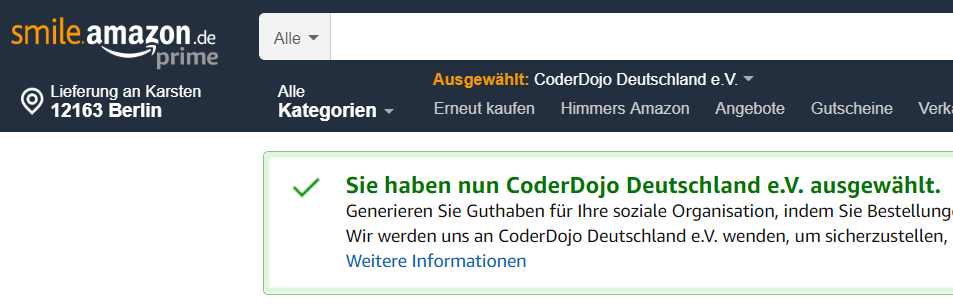 CoderDojoBerlin's tweet image. Ihr könnt jetzt den CoderDojo Deutschland e.V. unterstützen ... wenn ihr bei smile.amazon.de shoppen geht ... wir bedanken uns schon mal im voraus für die Unterstützung!