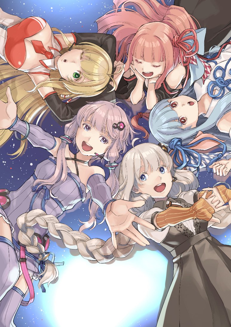 voiceroidタペストリー　琴葉茜　琴葉葵　紲星あかり　結月ゆかり　弦巻マキ ラバープレイマット ボイスロイド 琴葉茜、葵、紲星あかり、結月