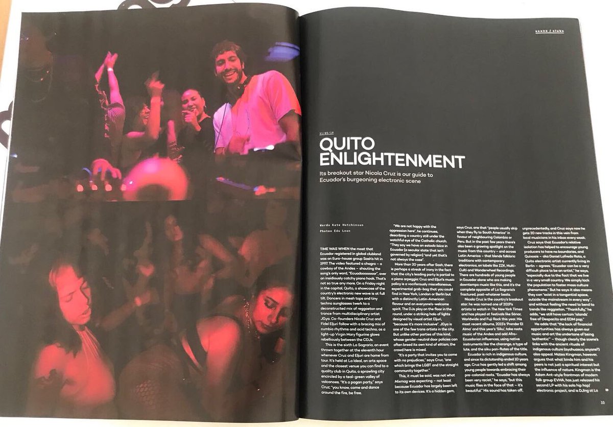 Check out <a href="/katehutchinson/">@katehutchinson.bsky.social</a>'s <a href="/Mixmag/">Mixmag</a> article on Ecuador's electronic scene, featuring Nicola Cruz and @FIDELELJURI's party La Sagraria, @MateoKingman, <a href="/malafamaec/">Esteban Farinango</a>, and Dj j0ya.
