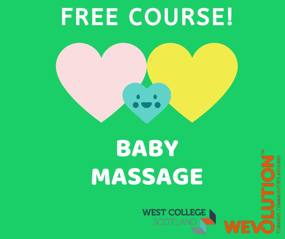 WEvolutionUK's tweet photo. Free 2-Day Baby Massage Course with @WestCollScot and hosted by #WEvolution! No entry requirements and parents/care givers of any type are welcome! 22/29 August, 10-12. Contact pam@wevolution.org.uk https://t.co/9u0l8bXYaF