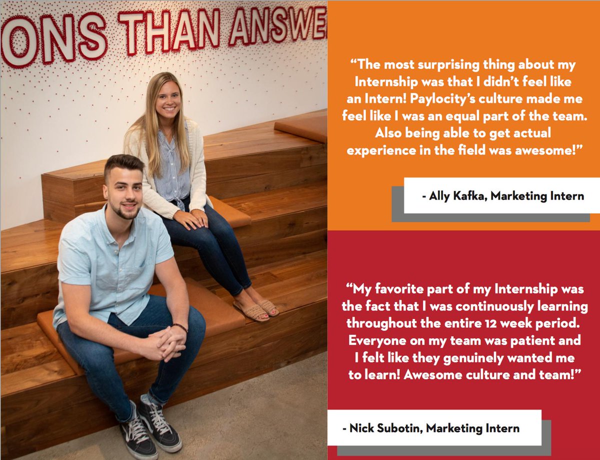PCTYCareers's tweet photo. This week, we say goodbye to our outstanding 2019 summer interns as we wrap up this year’s program! Looking to begin your journey at Paylocity? Discover an opportunity that suits your passion. https://t.co/6ClHYursnG
#internshipprogram  #PCTY #thinknextgeneration @Paylocity https://t.co/KNrKjSMQHd