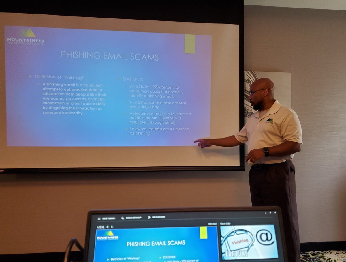 easyasmtc's tweet photo. Yesterday was another successful seminar! Again, we want to express our thanks to those who came as well as the Morgantown Chamber of Commerce for making us part of the event. We hope this helps keep our communities businesses safe moving forward. #TechAsEasyAsMTC https://t.co/mlQyzg51um